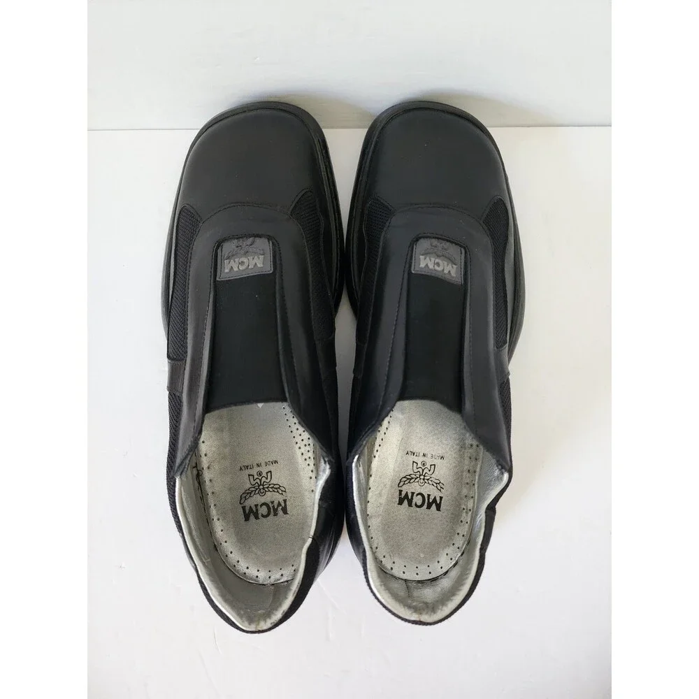 Vtg MCM Men's Black Loafers Leather Moccasins Slip On Shoes Size 10 Eur 43